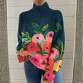 Lucia Oversized Floral Mock Neck Sweater