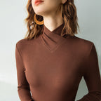 Marguerite Elegant Ribbed Crossover Turtleneck Sweater