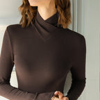 Marguerite Elegant Ribbed Crossover Turtleneck Sweater