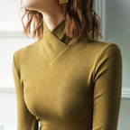 Marguerite Elegant Ribbed Crossover Turtleneck Sweater
