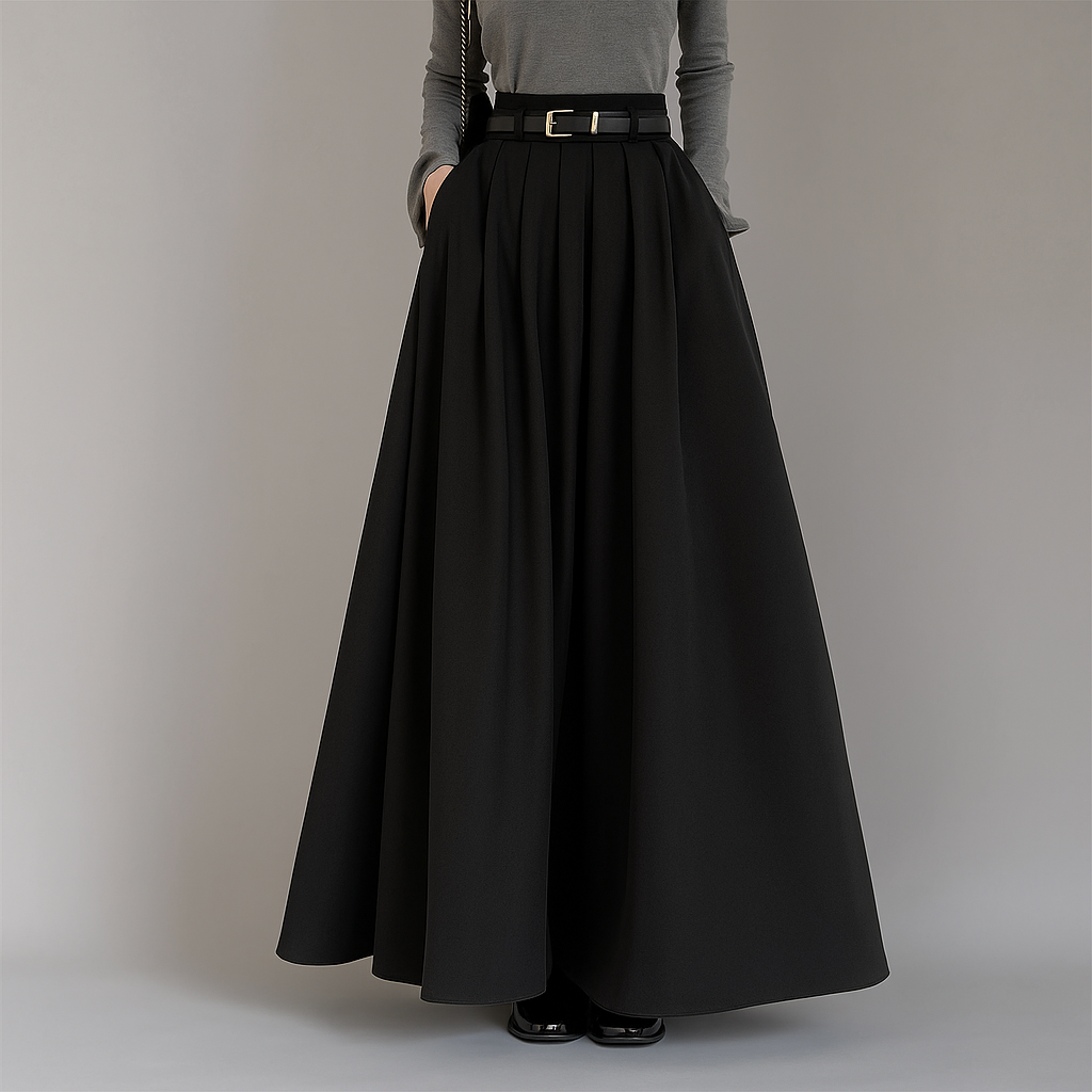 Vivienne Elegant High Waisted Pleated Maxi Skirt