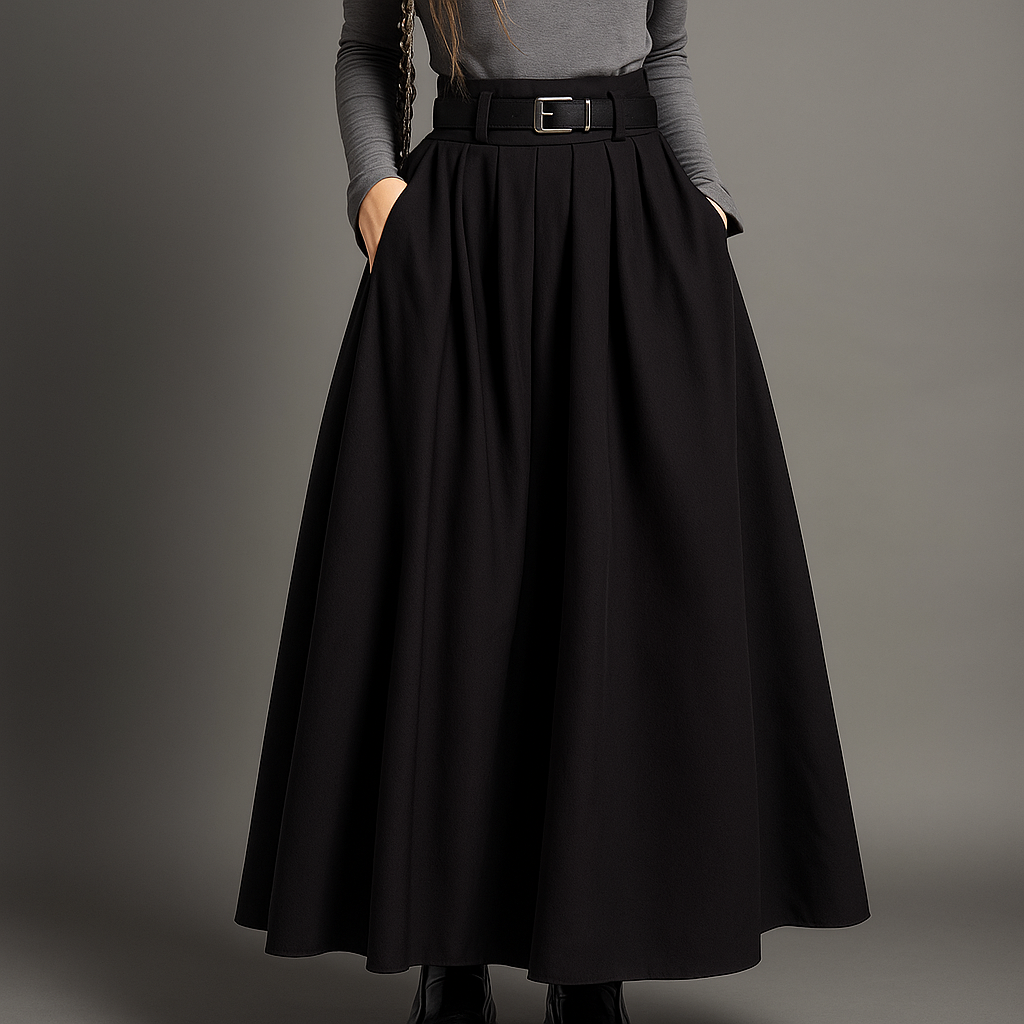 Vivienne Elegant High Waisted Pleated Maxi Skirt