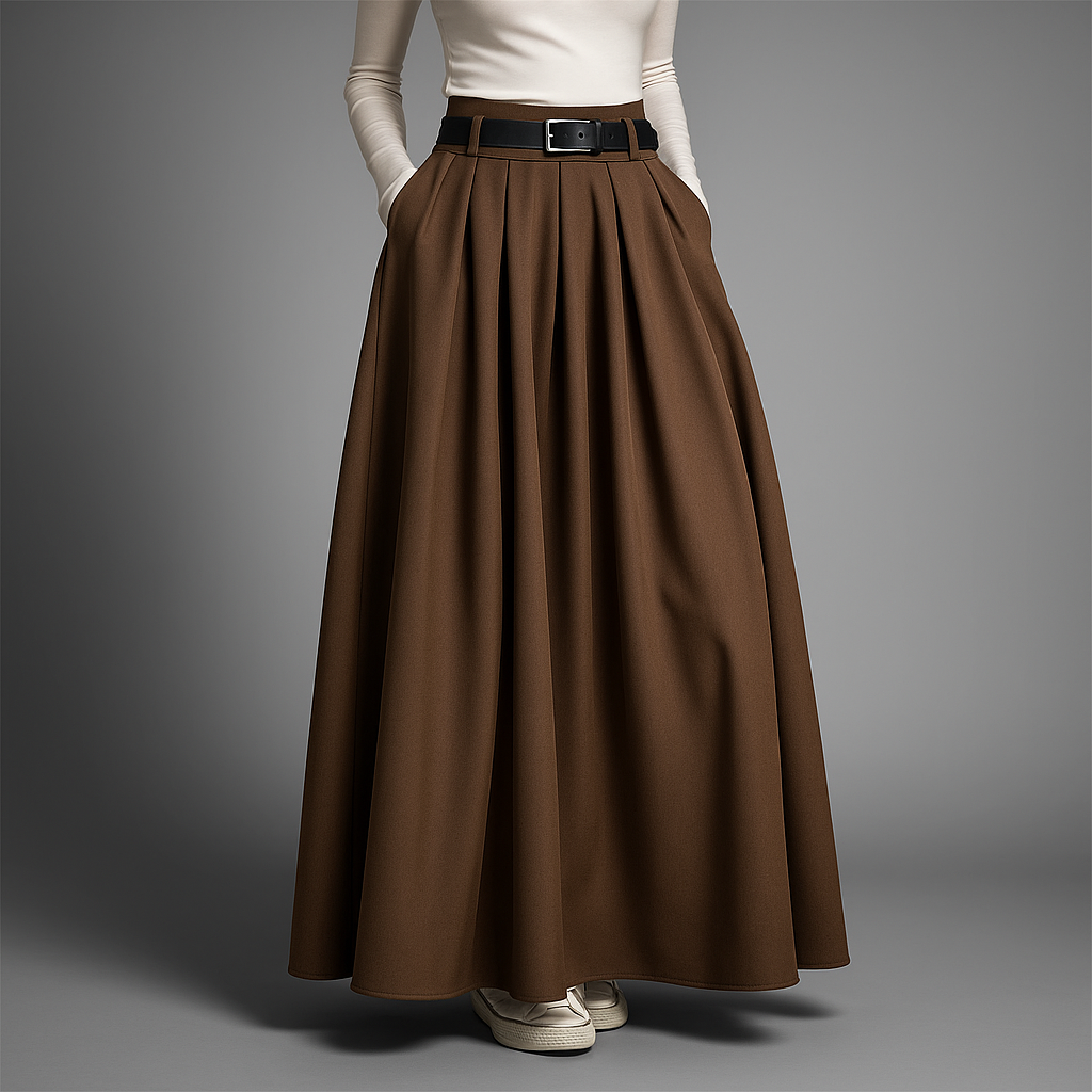 Vivienne Elegant High Waisted Pleated Maxi Skirt