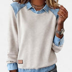 Marlowe Women’s Denim Collar Patchwork Pullover