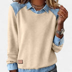 Marlowe Women’s Denim Collar Patchwork Pullover