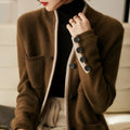 Marlowe Elegant Wool Contrast Trim Cardigan