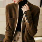 Marlowe Elegant Wool Contrast Trim Cardigan