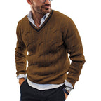 Weston Men’s Cable Knit V Neck Sweater