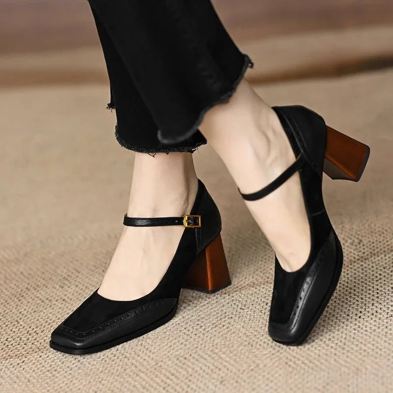Collins Women’s Leather Two Tone Mary Jane Heels