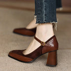 Collins Women’s Leather Two Tone Mary Jane Heels
