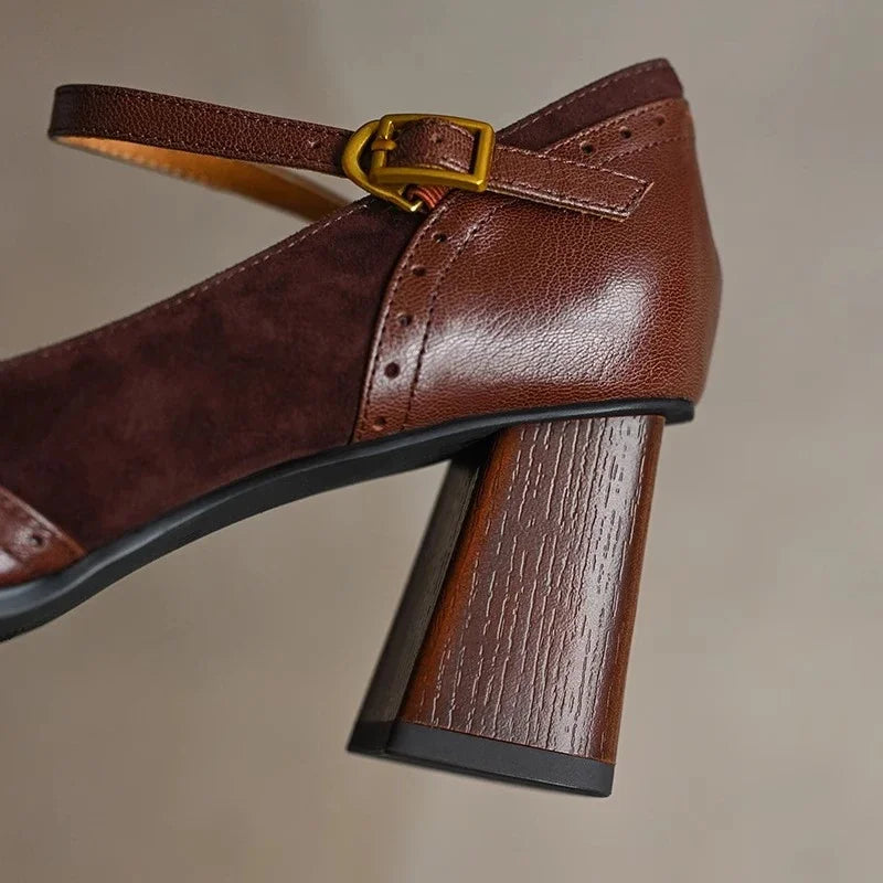 Collins Women’s Leather Two Tone Mary Jane Heels