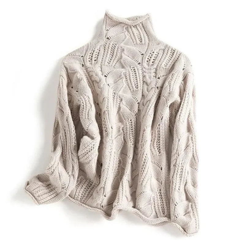 Harlow Women’s Cable Knit High Collar Sweater