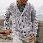 Huntley Heavyweight Cable Button Shawl Collar Cardigan