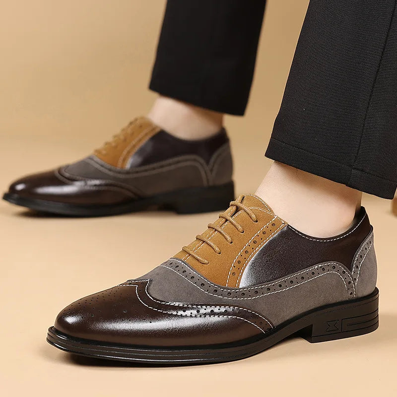Kingsford Men’s Comfortable Leather Wingtip Oxfords