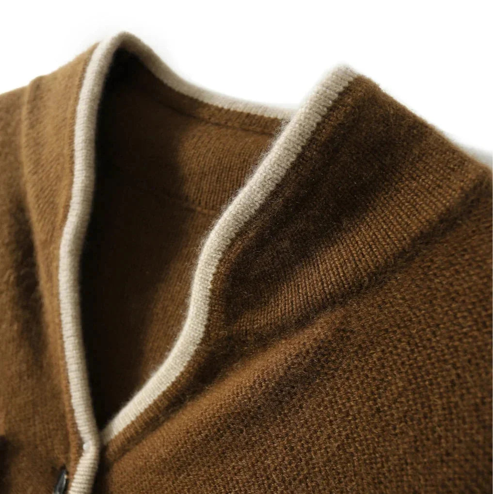 Marlowe Elegant Wool Contrast Trim Cardigan