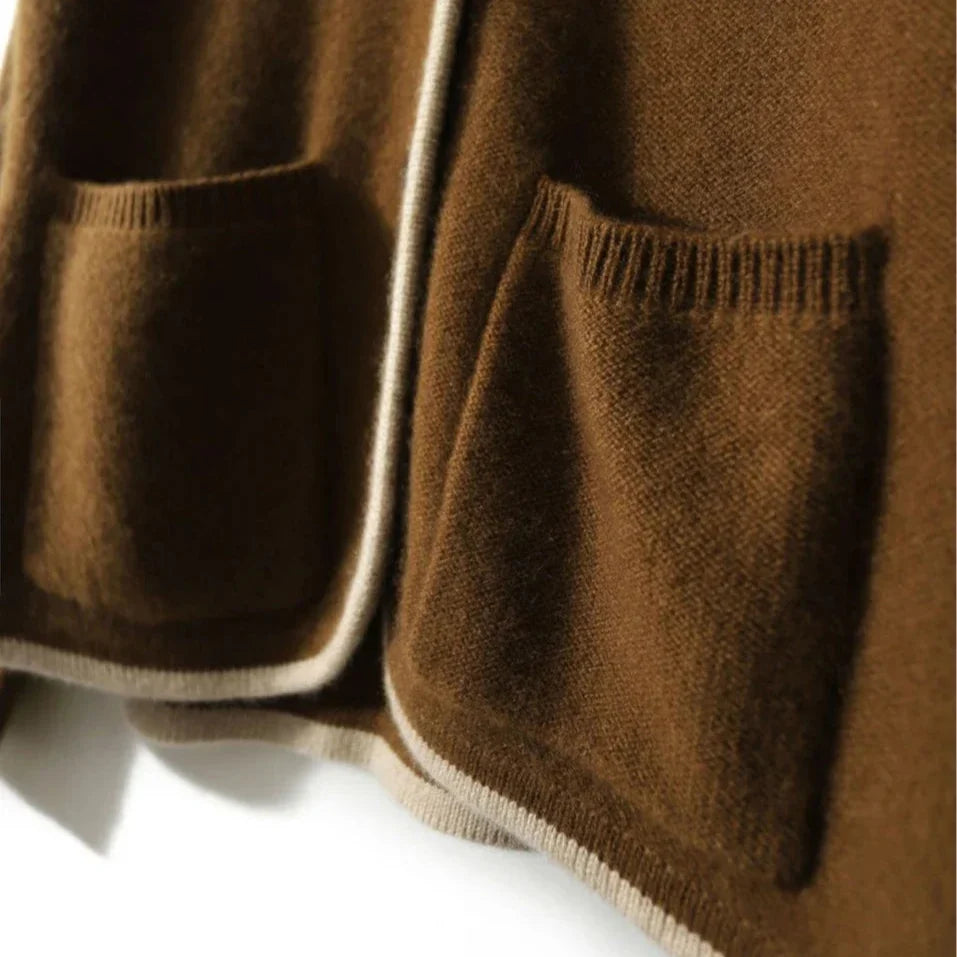 Marlowe Elegant Wool Contrast Trim Cardigan