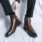 Harrison Buckled Side-Zip Leather Chelsea Boots
