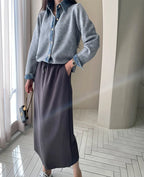 Sutton Women’s Denim Trim Knit Cardigan