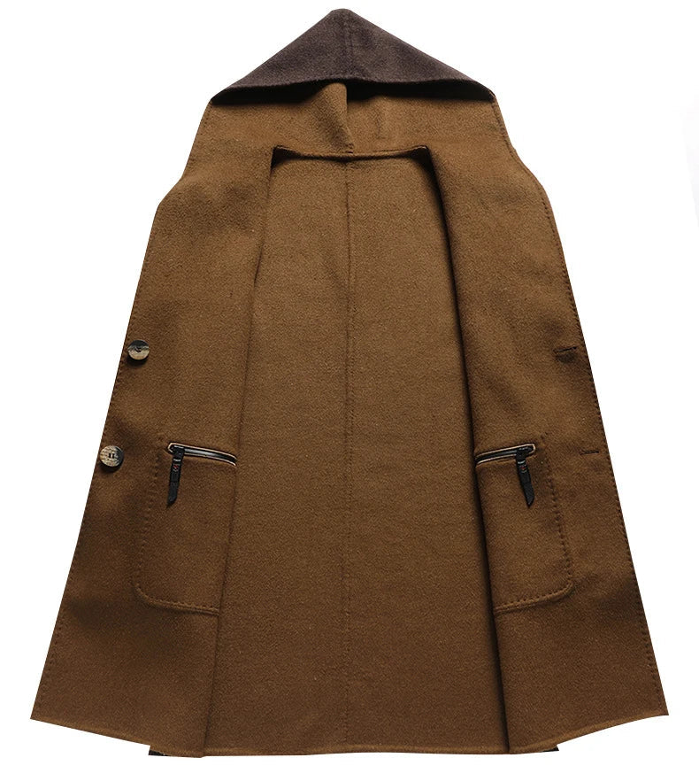 Bradford Men’s Wool Tailored Hooded Overcoat for Winter