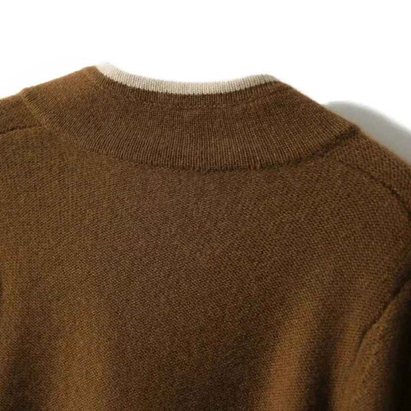 Marlowe Elegant Wool Contrast Trim Cardigan