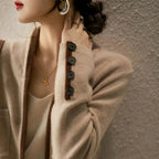 Marlowe Elegant Wool Contrast Trim Cardigan