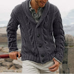 Huntley Heavyweight Cable Button Shawl Collar Cardigan