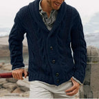 Huntley Heavyweight Cable Button Shawl Collar Cardigan