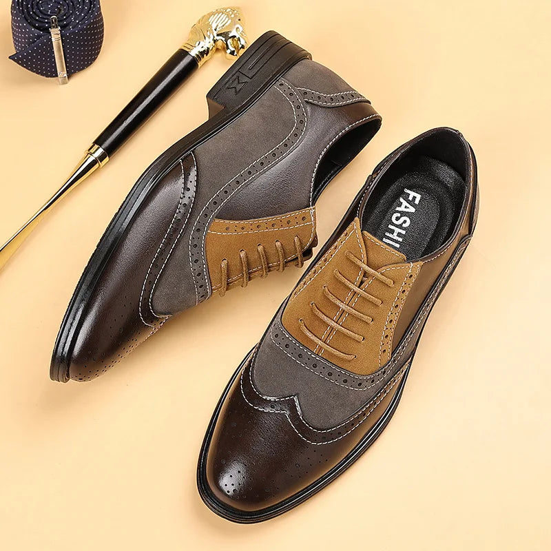 Kingsford Men’s Comfortable Leather Wingtip Oxfords