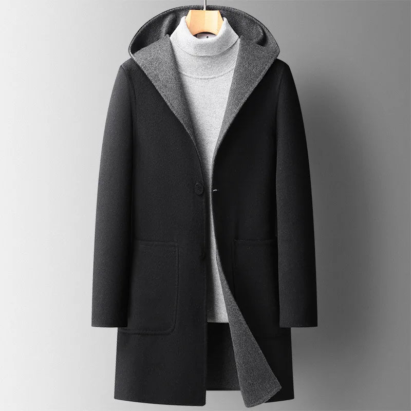 Bradford Men’s Wool Tailored Hooded Overcoat for Winter
