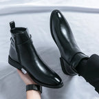 Harrison Buckled Side-Zip Leather Chelsea Boots