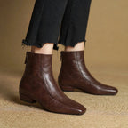 Everly Women’s Leather Square Toe Ankle Boots