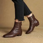Everly Women’s Leather Square Toe Ankle Boots