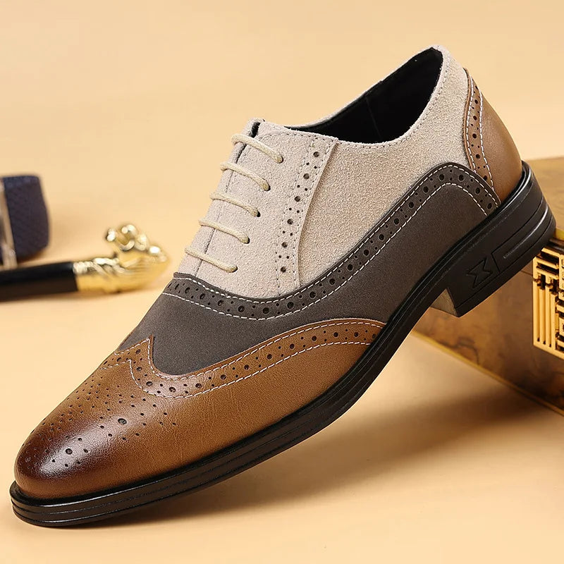 Kingsford Men’s Comfortable Leather Wingtip Oxfords