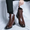 Harrison Buckled Side-Zip Leather Chelsea Boots