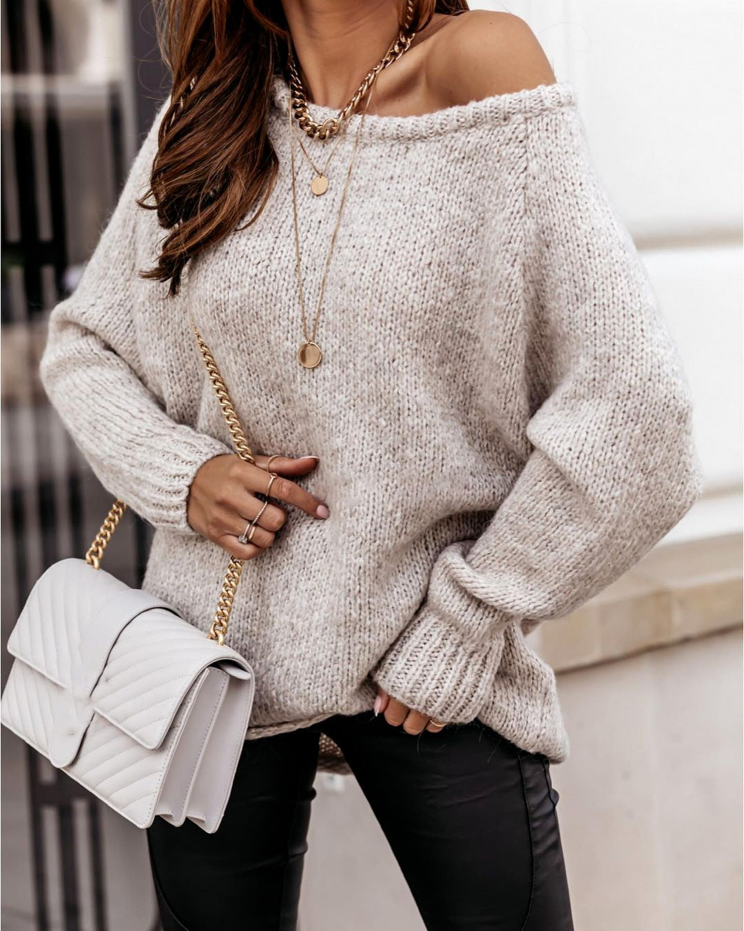 Ollie Women’s Off Shoulder Oversized Sweater