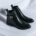Harrison Buckled Side-Zip Leather Chelsea Boots