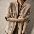 Marlowe Elegant Wool Contrast Trim Cardigan