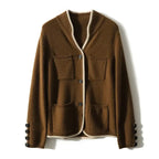 Marlowe Elegant Wool Contrast Trim Cardigan