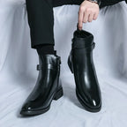 Harrison Buckled Side-Zip Leather Chelsea Boots