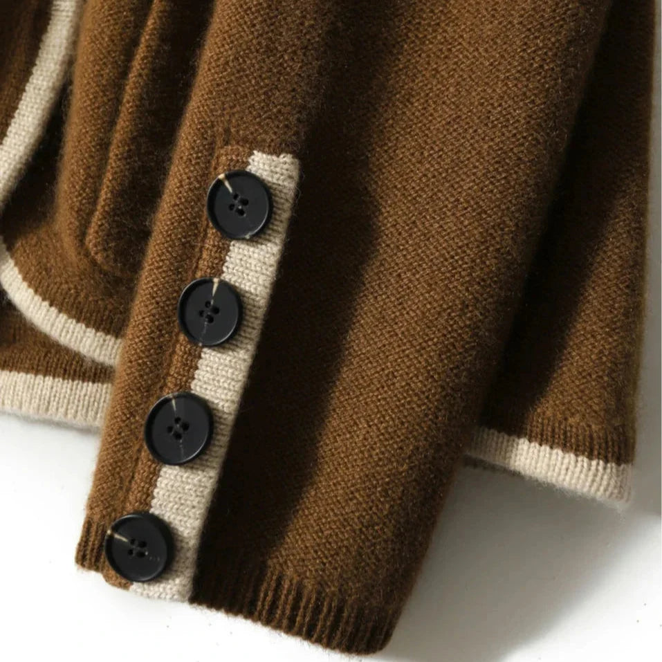 Marlowe Elegant Wool Contrast Trim Cardigan