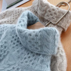 Lenora Oversized Textured Cable Knit Turtleneck Sweater
