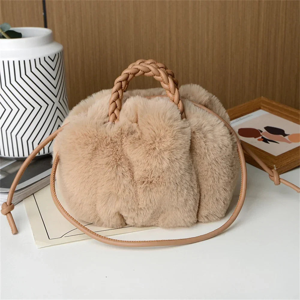 Collins Women’s Plush Fur Shoulder Bag for Winter