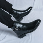 Harrison Buckled Side-Zip Leather Chelsea Boots