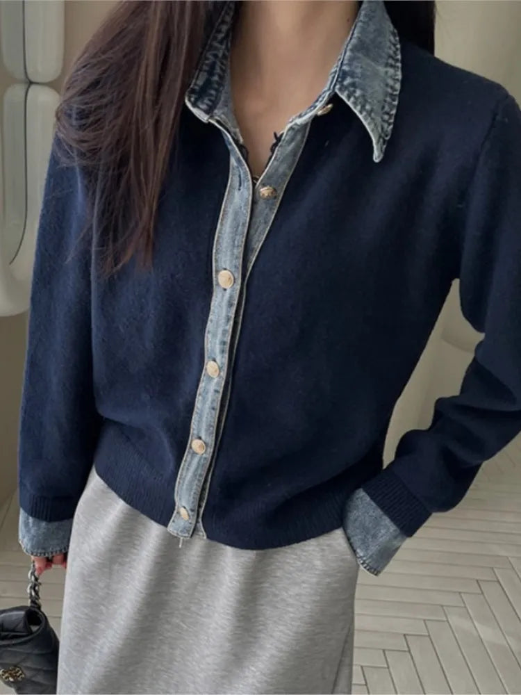 Sutton Women’s Denim Trim Knit Cardigan