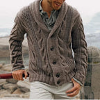 Huntley Heavyweight Cable Button Shawl Collar Cardigan