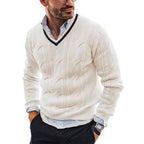 Weston Men’s Cable Knit V Neck Sweater