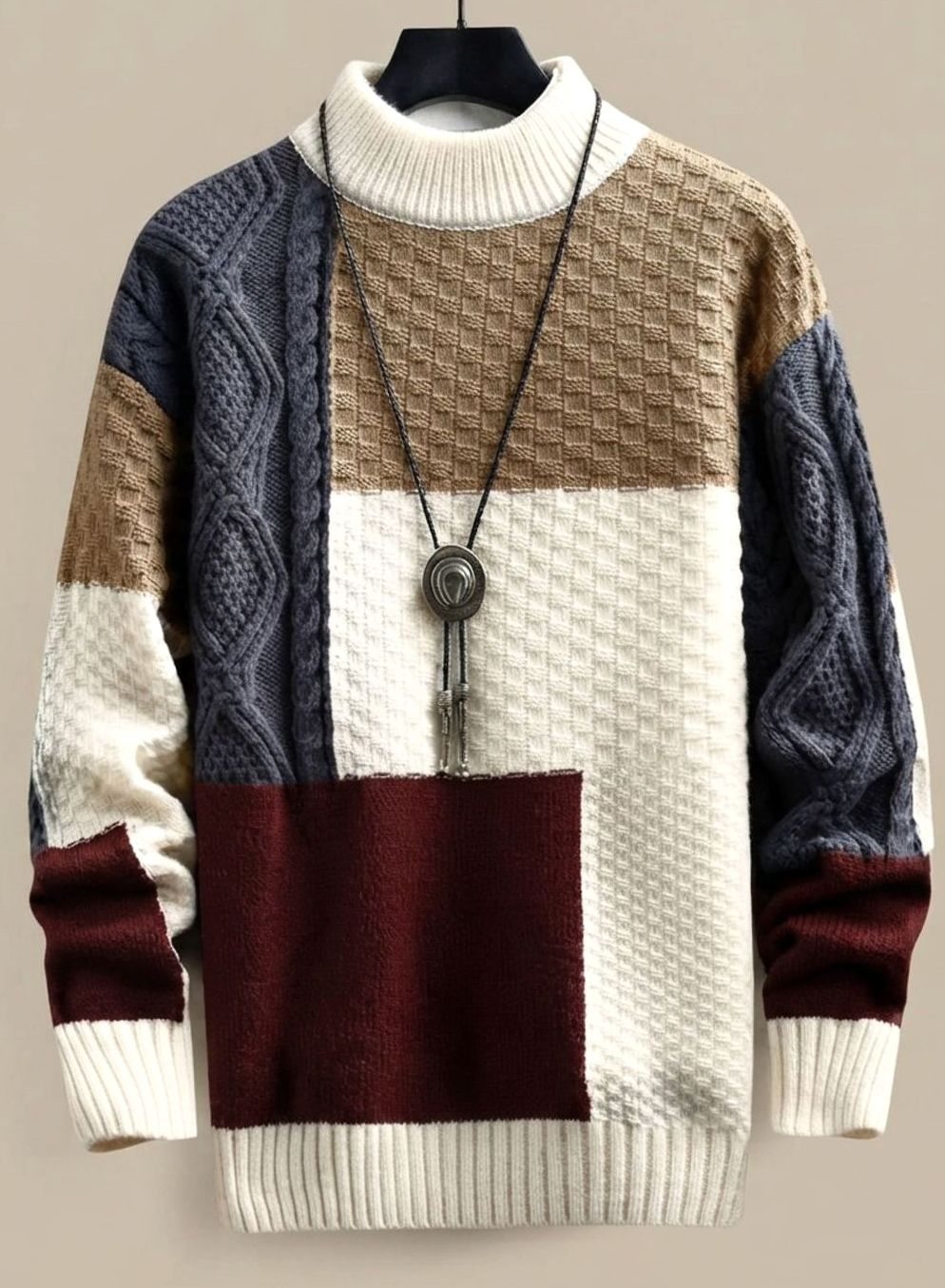 Weston Men’s Cable Knit Colorblock Sweater