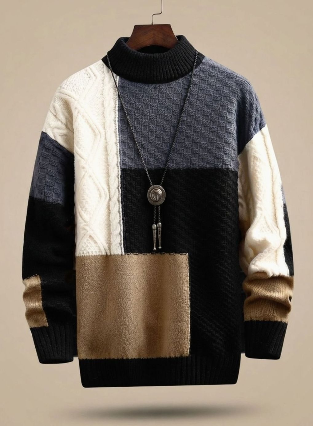 Weston Men’s Cable Knit Colorblock Sweater