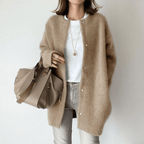 Winona Elegant Longline Crew Neck Button Cardigan