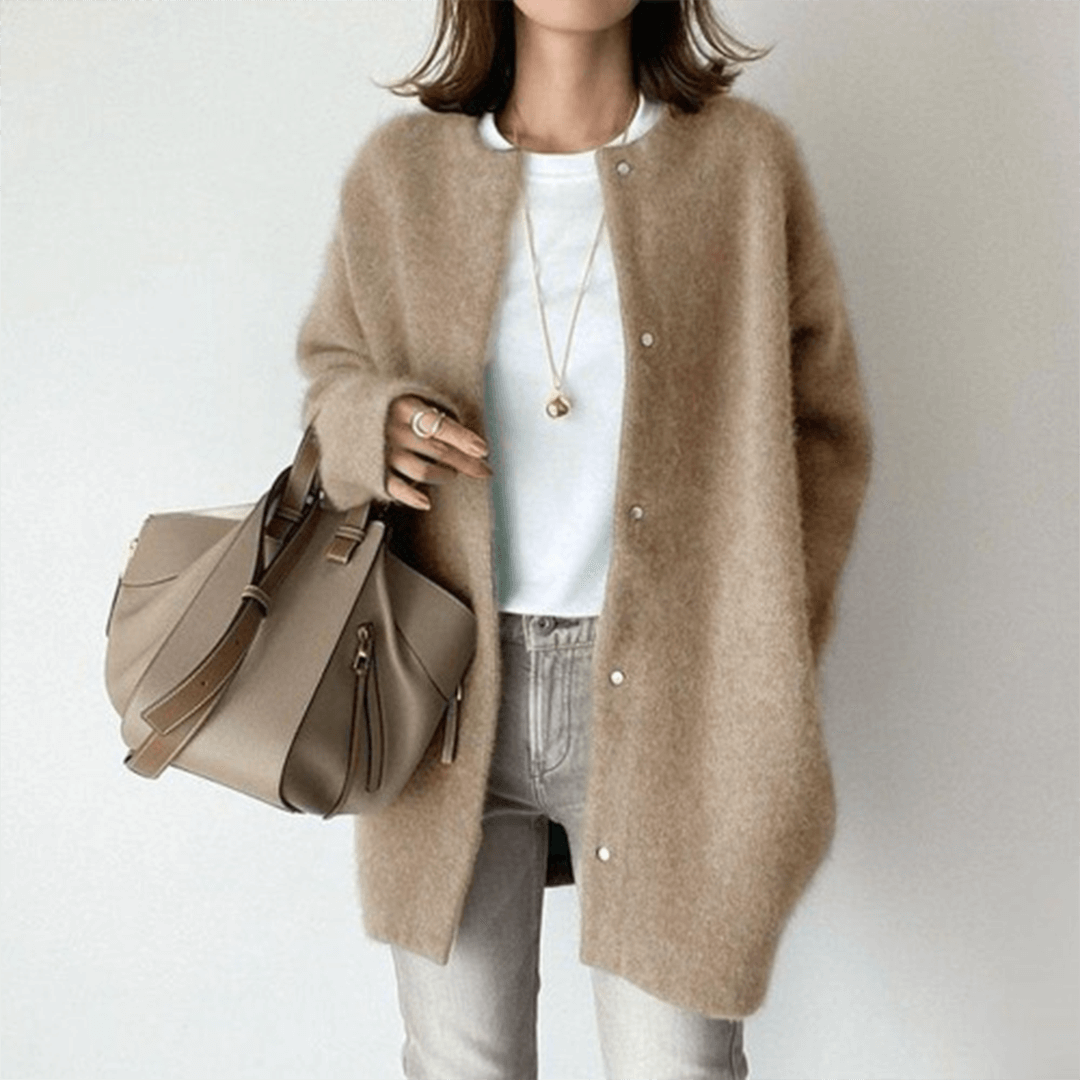 Winona Elegant Longline Crew Neck Button Cardigan